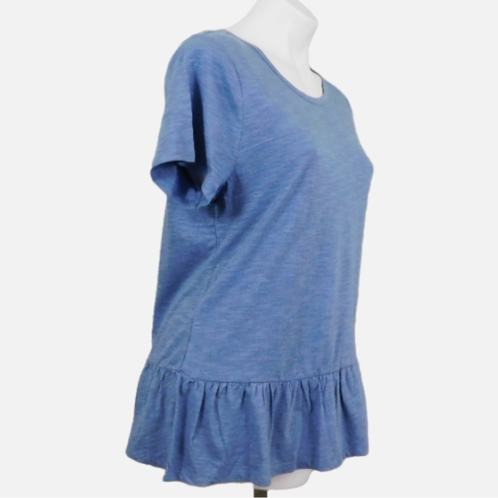 Naturals Denim & Co Blue Jersey Knit Top Shirt Tee Size XXS Peplum Ruffle NWOT - Picture 4 of 13